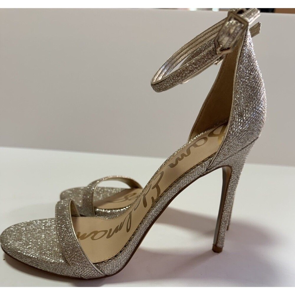 Sam Edelman Ariella Gold Sparkle Sandals w/Stiletto Ankle Strap. Women’s 7.5 - Picture 4 of 12